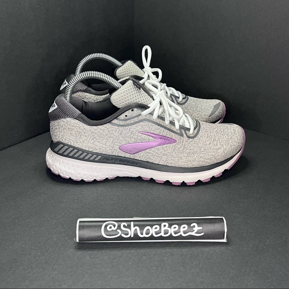 Brooks Shoes - Brooks Adrenaline GTS 20 Running Sneakers, Gray/Purple, Women's 8.5